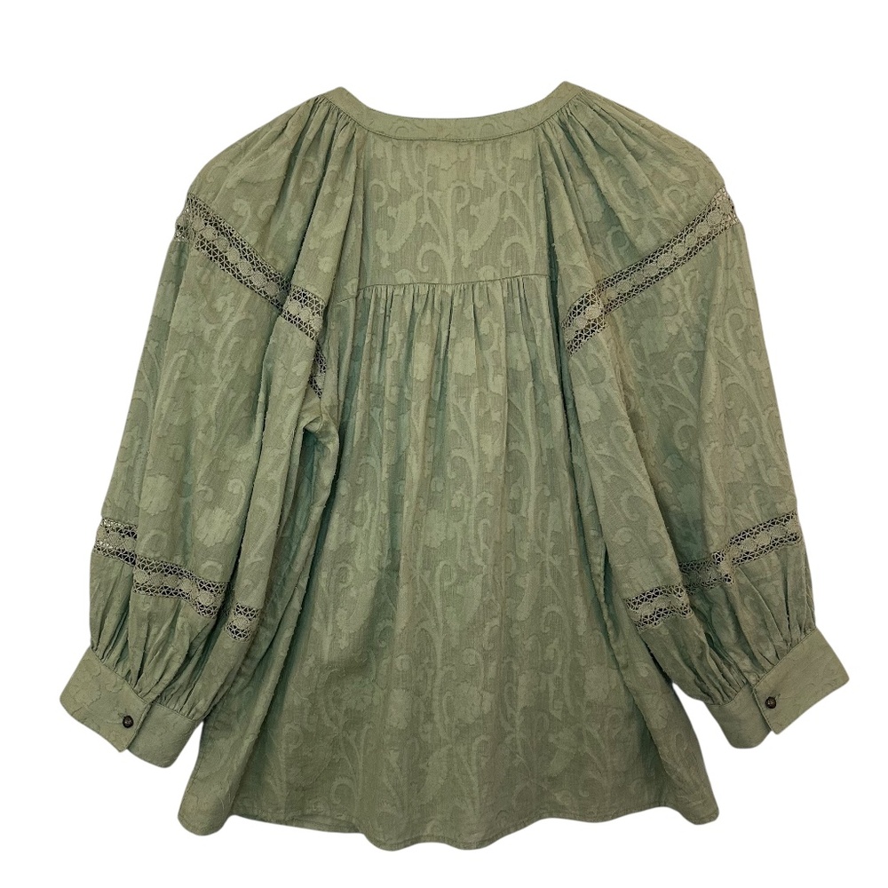 Anthropologie Top Blouse Women's S Harmony Sage Lace Peasant Cottage Feminine - Picture 3 of 15